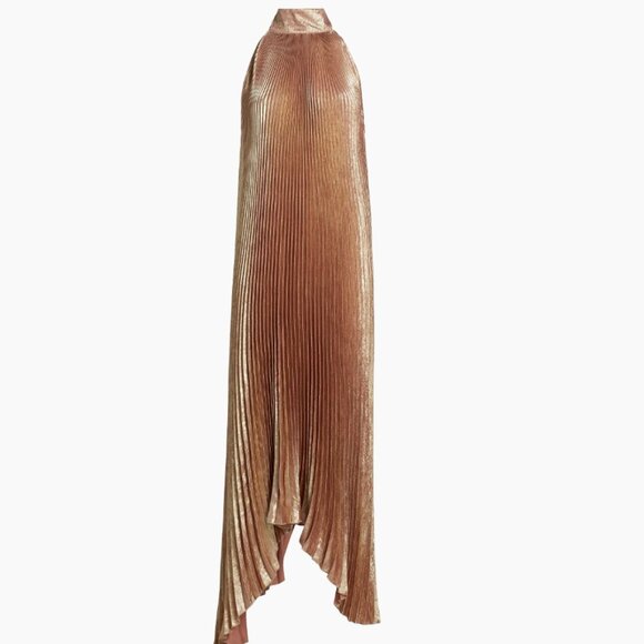 L'Idée Pleated Halterneck Gown (Size 2 US) - Picture 1 of 4